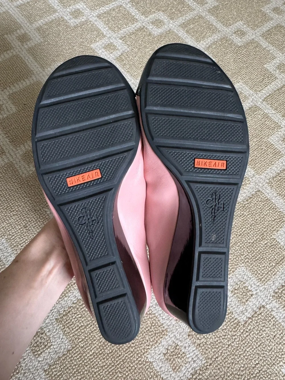 Cole Haan Nike Air Pink Leather Cap Toe Wedge Ballet Shoes Size 8.5 - Picture 4 of 13